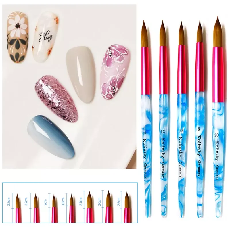 

Acrylic Gel Polish Nail Brush Pen Sea Wave Nail Brush Acrylic Kolinsky Nail Tools Nails Art Pen Carving Pens Blue Gel Polish