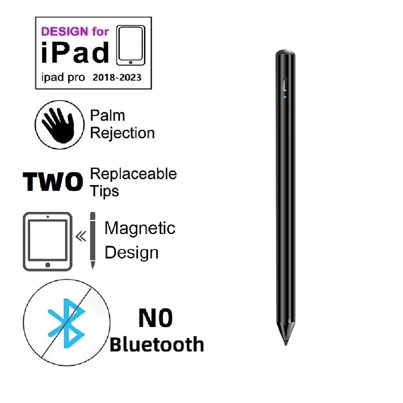 Stylus Pen Compatible with (2018-2023) Apple iPad Pro (11/12.9 Inch),  for iPad with Palm Rejection& Fast Charge