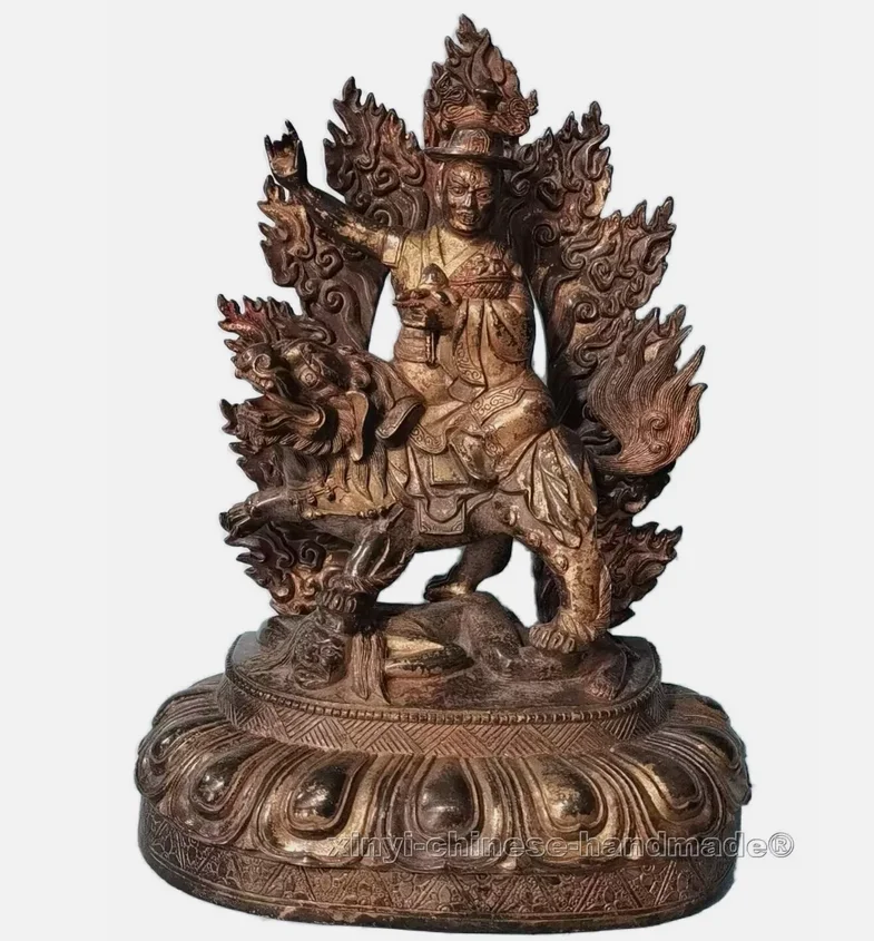 14-дюймовая антикварная статуя Dorje Shugden Vajradhara Kasung Mahāk مس Старая бронзовая