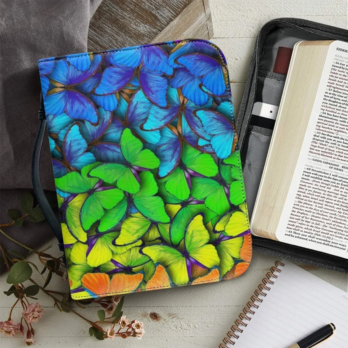 Чехол для Библии с принтом бабочки и омбре женщин сумка в христианской церкви