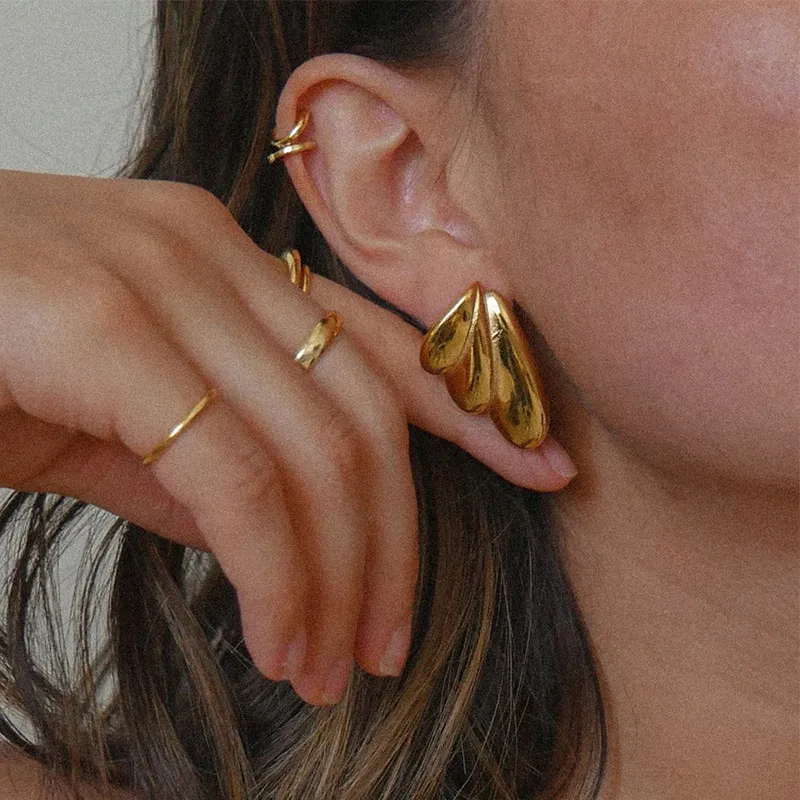 Геометрические серьги-гвоздики Mewanry из нержавеющей стали 316L с крыльями для