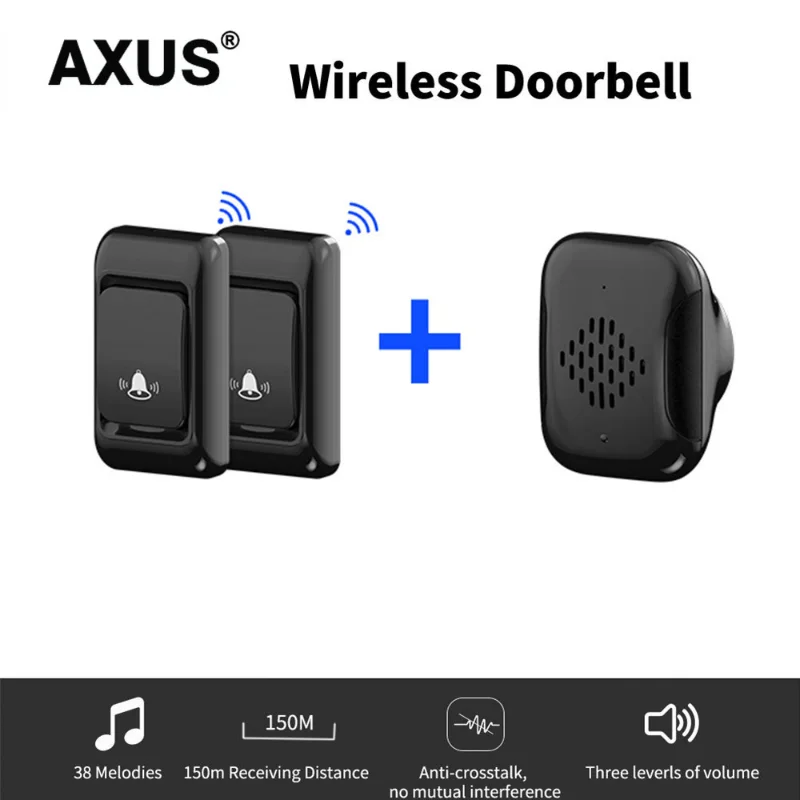 AXUS Wireless Doorbell RF433 Mhz Waterproof EU Standard Remo