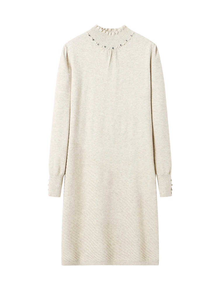 Вязаное флисовое платье женское зимнее с пальто темпераментное нижнее средней