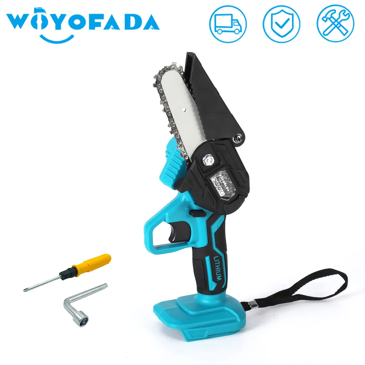 

4 inch Portable Electric Chain Saw Garden Pruning Power Woodworking Tools Rechargeable Saw For Makita 18V Battery (no battery)