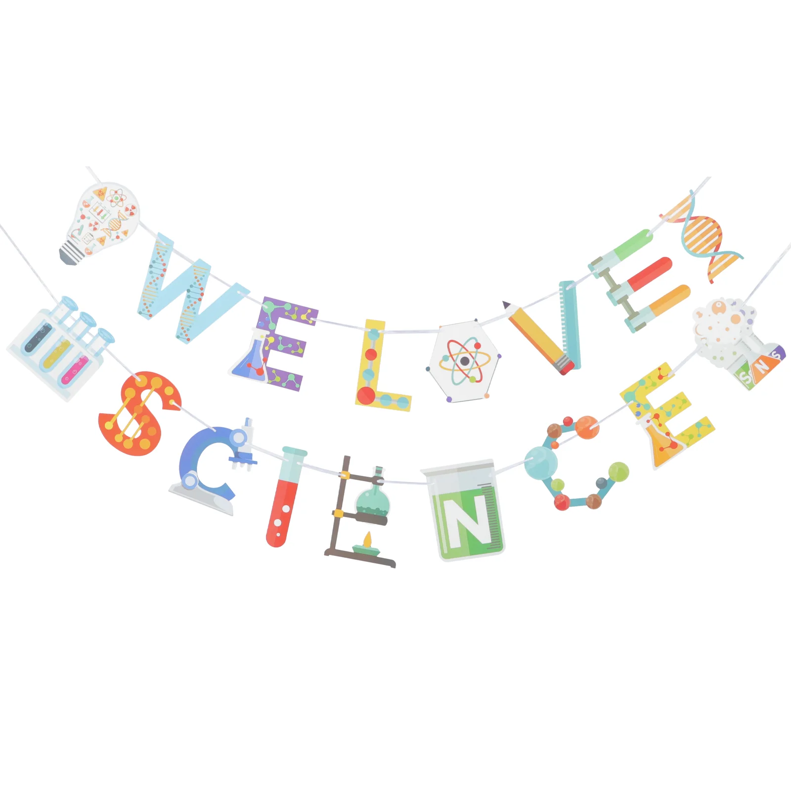 

2 Pcs Science Theme Hanging Flag Party Decor Birthday Banner Bunting Decorations Paper Decorative Banners Supplies Baby