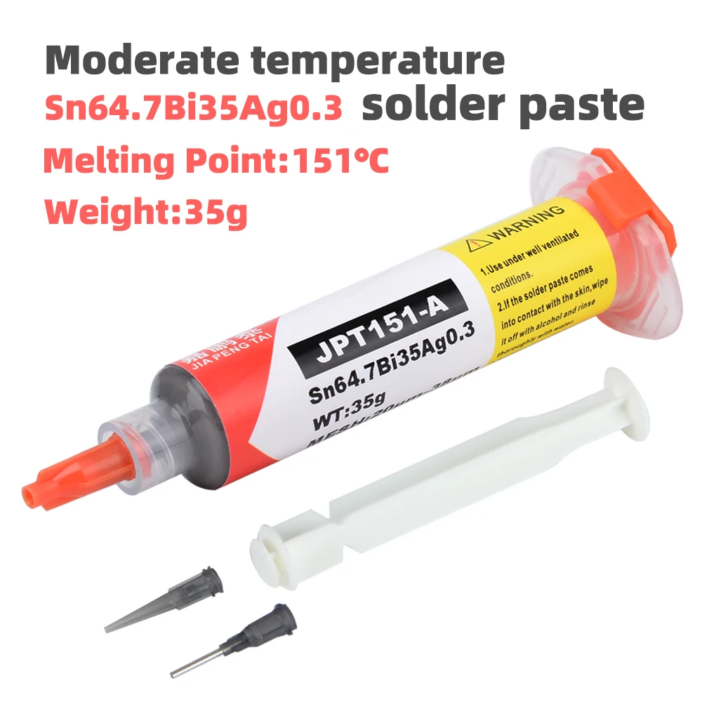Medium Temperature Silver Solder Paste Sn64.7Ag0.3Bi35 Mobile Phone Repair Melting Component weldingPoint 151℃