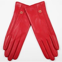 brand genuine leather gloves autumn winter warm velvet lined women sheepskin gloves fashion elegant lady driving glove