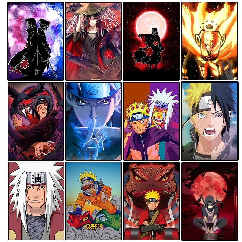 Плакаты BANDAI с персонажами аниме, рисунок на холсте Наруто, Саске, Настенная картина, домашний фон в стиле ретро, искусство на стену, детские подарки