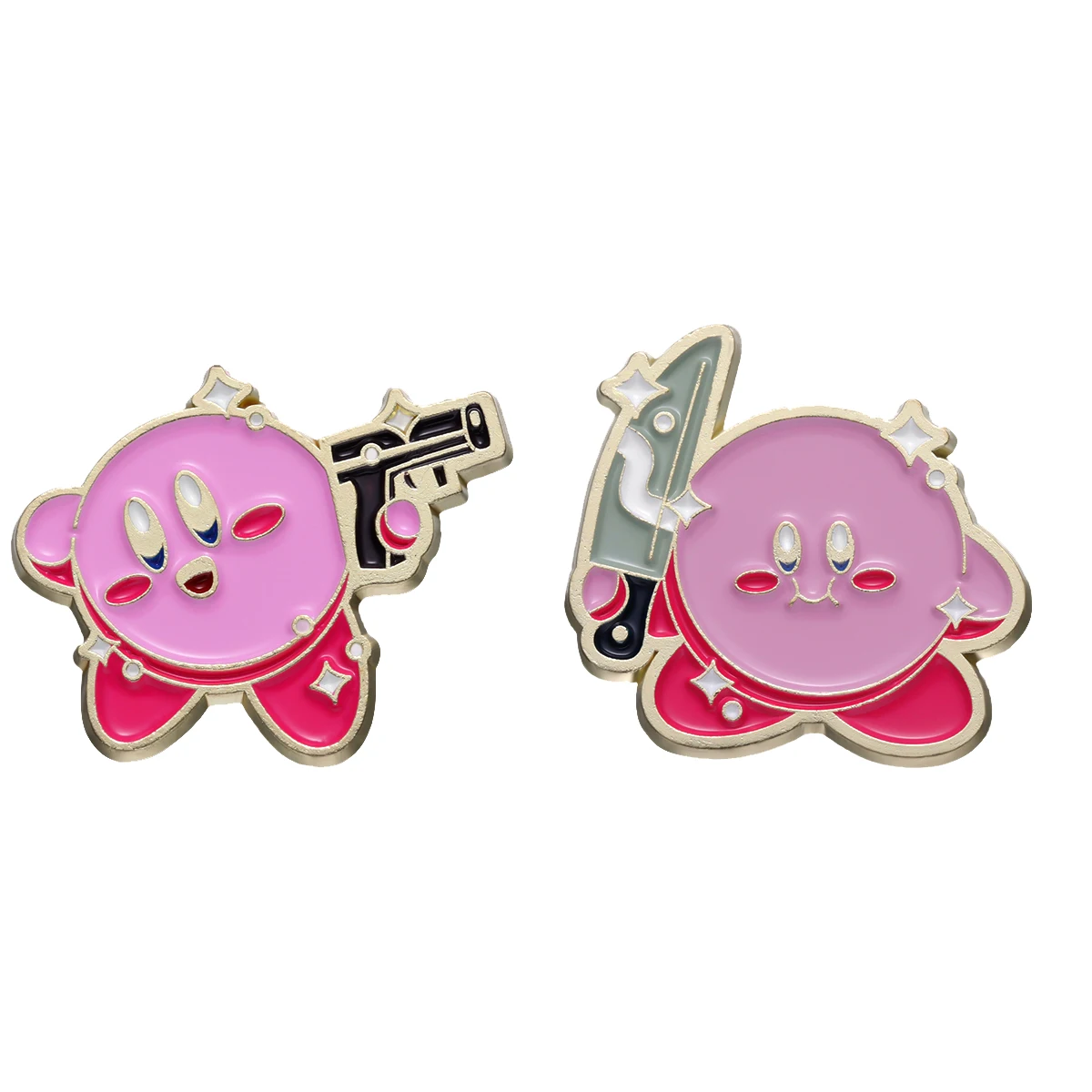 

2pcs/set Kirby Pink Enamel Brooch Cute Dagger Character Pins Clothes Backpack Lapel Badges Fashion Jewelry Accessories Gifts