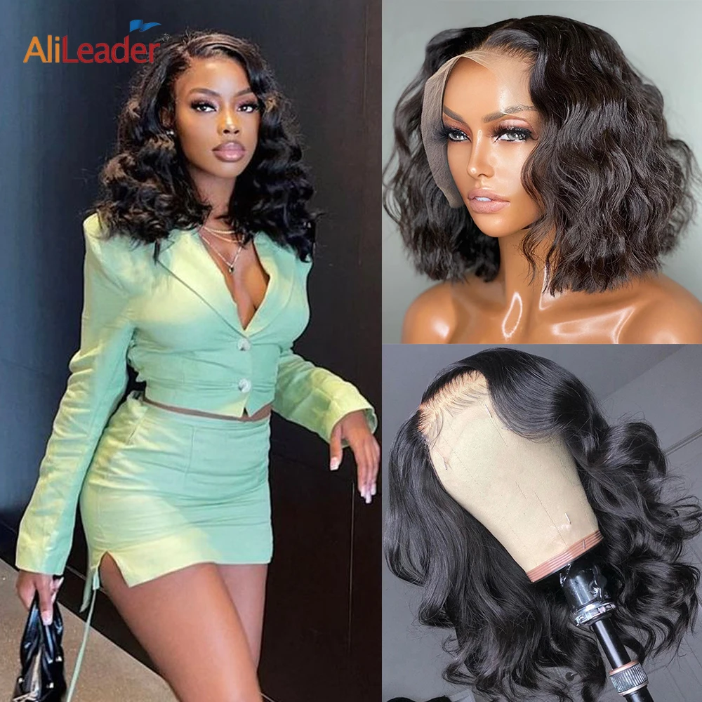 

Body Wave Lace Front Wigs Synthetic Short Curly Bob Wig Fashion Women's Wigs High Quality Heat Resistant Fiber Hair Alileader