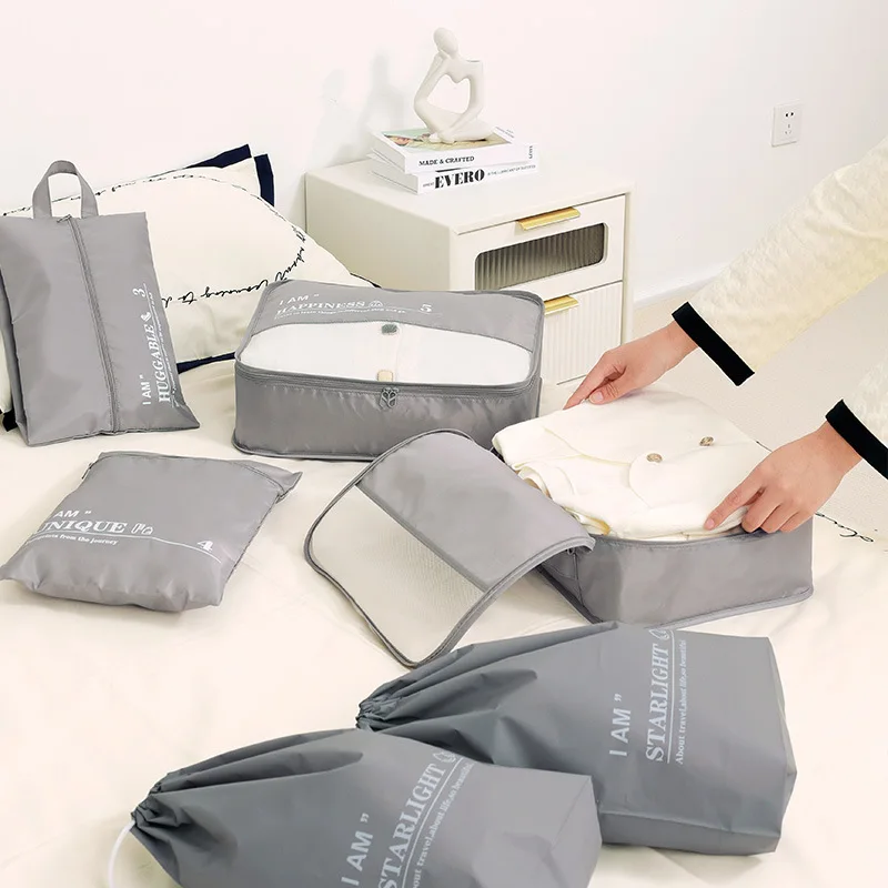 Men Travel Bags Set Portable Packing Cubes Storage bag Clothing Sorting Organizer Pouch Women Luggage Accessory Product Suitcase