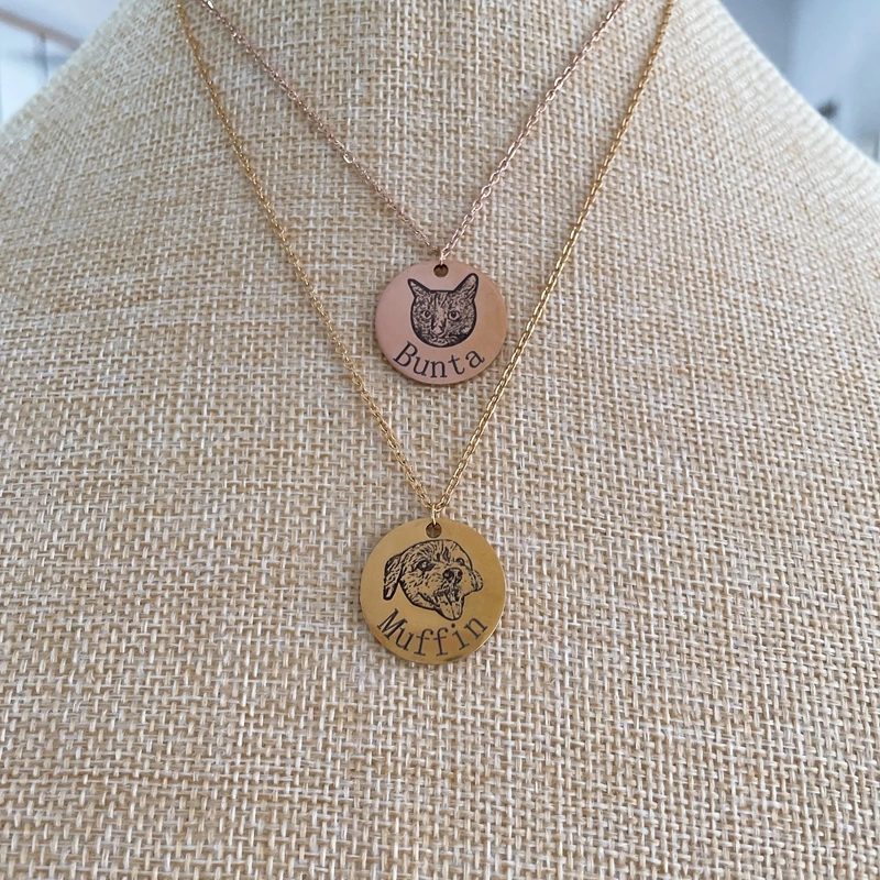 

Pet Portrait Custom Necklace Jewelry Personalized Gifts Pet Cat Necklace Women Pet Necklace Mother Day Gift Personalized Jewelry