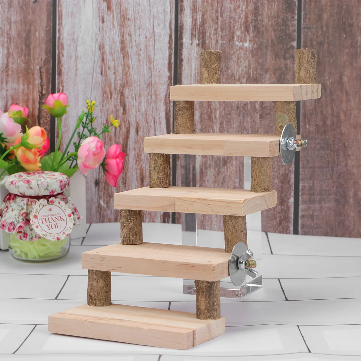 

Creative Bird Ladder Toy Bird Parrot Climbing Toy Funny Hamster Playing Board (5 Ladders, Style A)