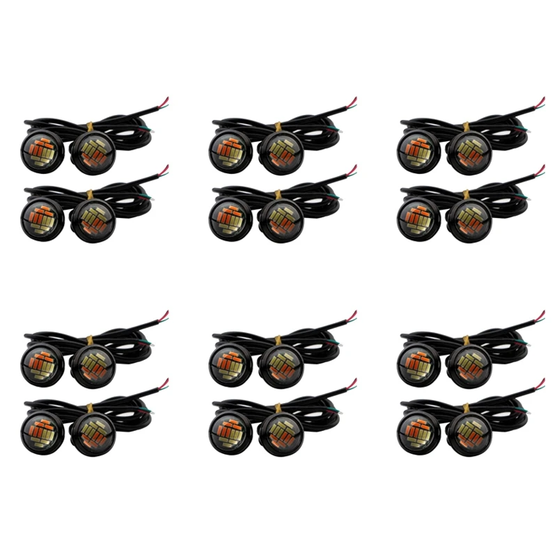

24 Pcs Car 12V 23Mm Dual Color Switchback 4014 12 LED Drl Eagle Eye Daytime Light