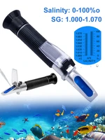 hot sale handheld salinity refractometer 0 100%e2%80%b0 1 000 1 070sg auto temp compensation salinity tester for seawater aqaurium