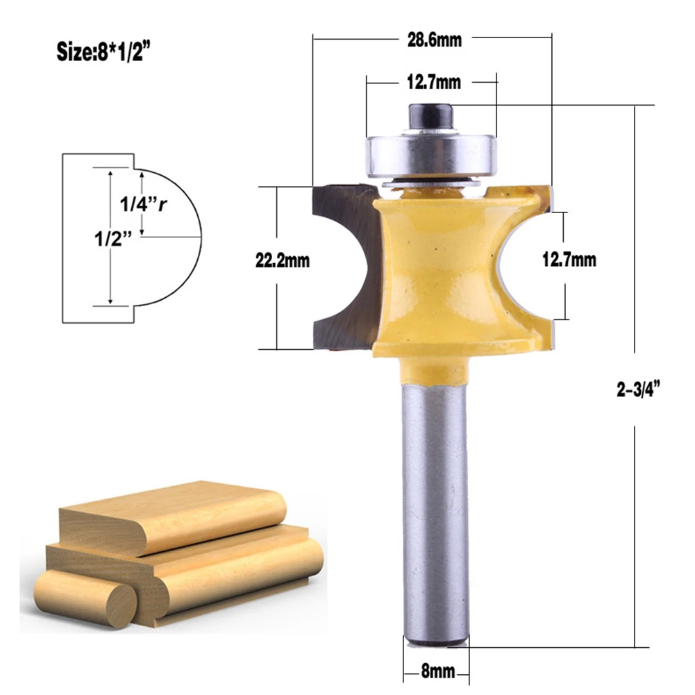 

Power Tools Router Bits Home Shank Woodworking Yellow/Silver 5pcs/set Carbide Alloy Corner Bead Milling Cutter
