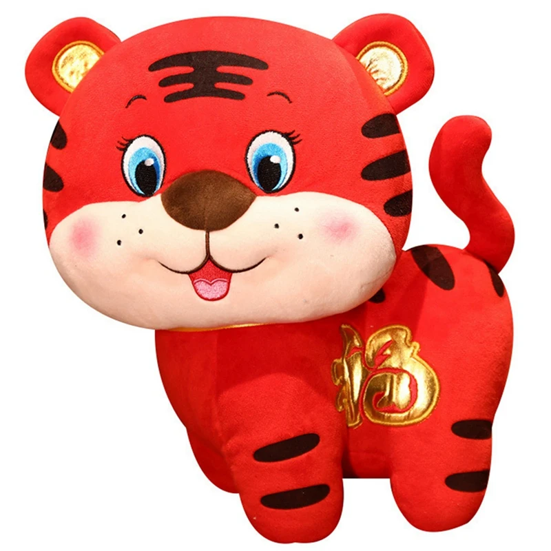 

Новый год 2022, Счастливый тигр со стоячим планшетом, милый талисман Fu Tiger, домашний декор для кровати, плюшевая кукла, набивная для детей