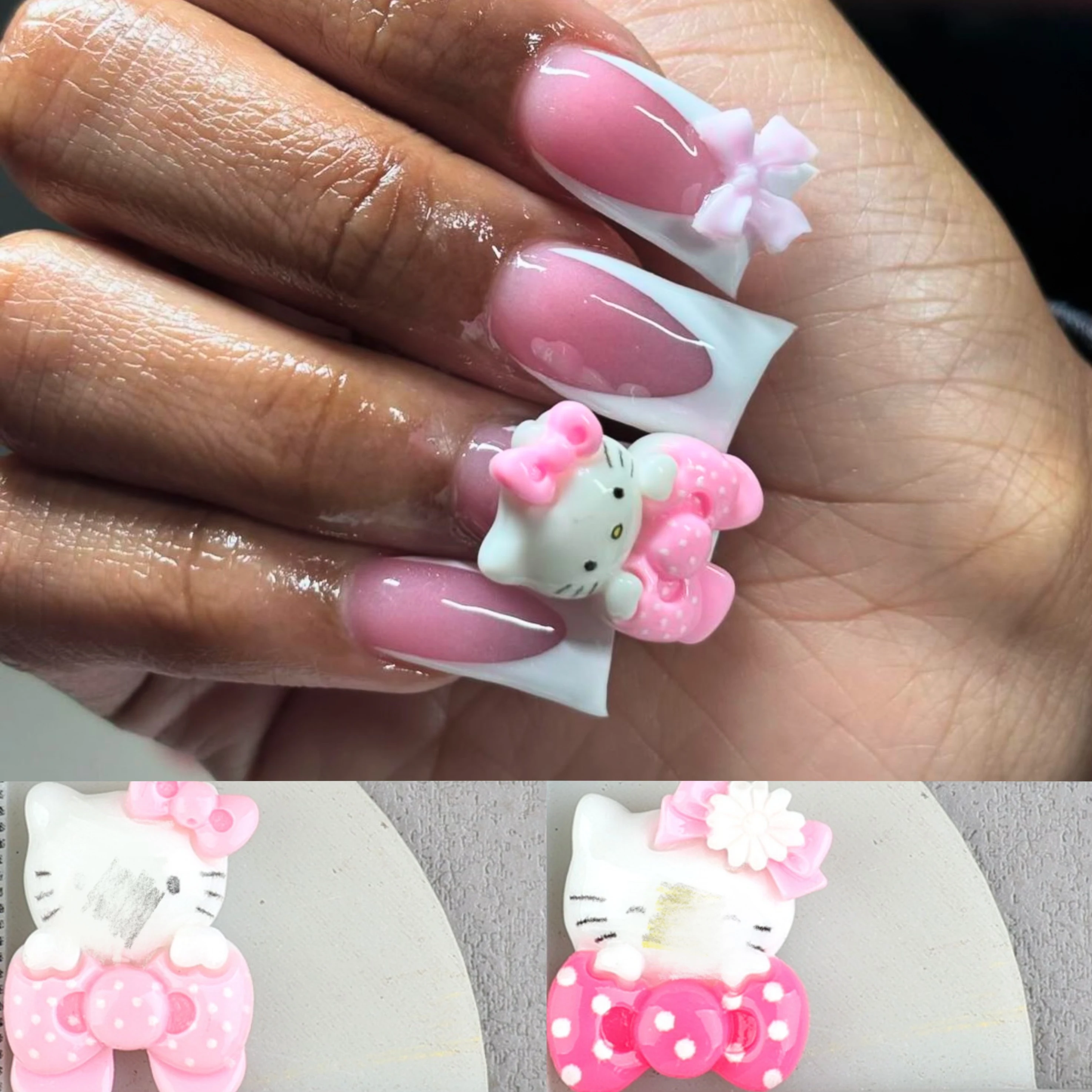 10 шт. кавайный розовый бант Annie Cat длинный гроб украшение для ногтей подвески