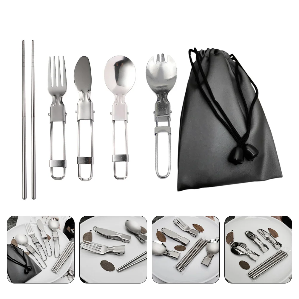 

1 Set Foldable Metal Tableware Practical Tableware for Outdoor
