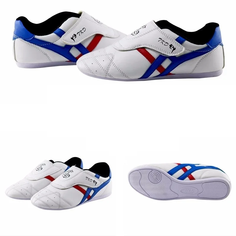 Breathable Taekwondo Shoes Martial Arts Sneaker Boxing Karate Kung Fu Tai Chi Shoes Blue Stripes Sneakers For Men Women Child