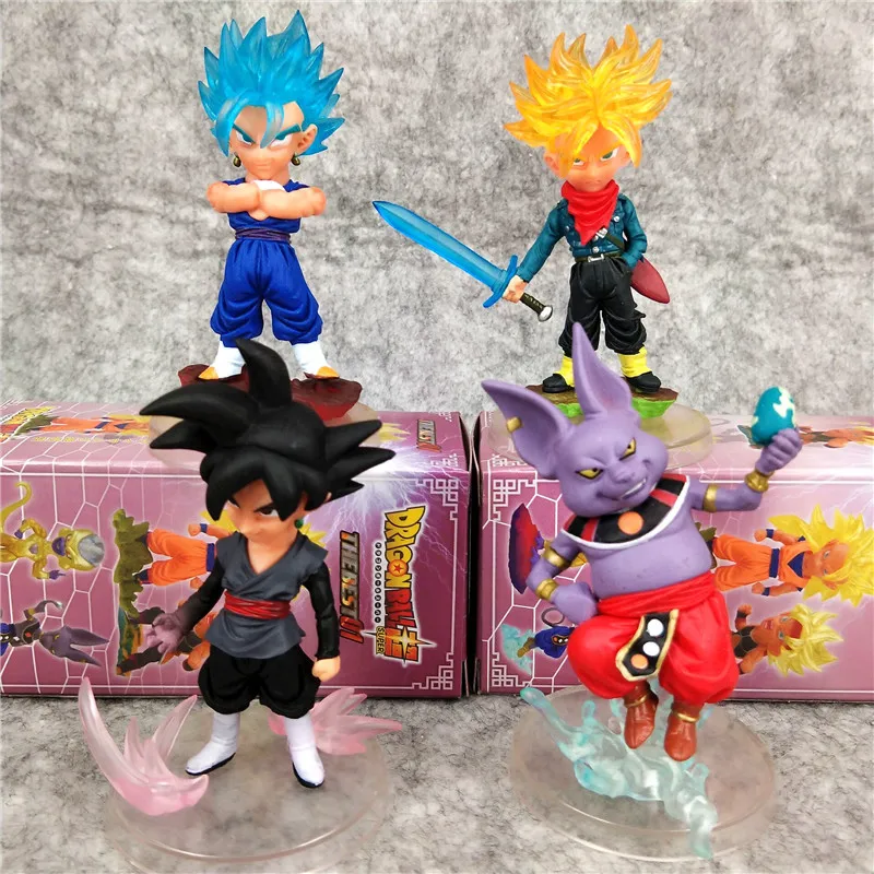 

4Pcs/Set 12-15cm Anime Dragon Ball Z Son Goku Broli Torankusu Trunks Vegeta Super Saiyan PVC Action Figures Model Toys Doll Gift