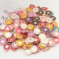 10pcs colorful round enamel charm pendants womens necklaces earrings bracelets diy making accessories jewelry craft supplies