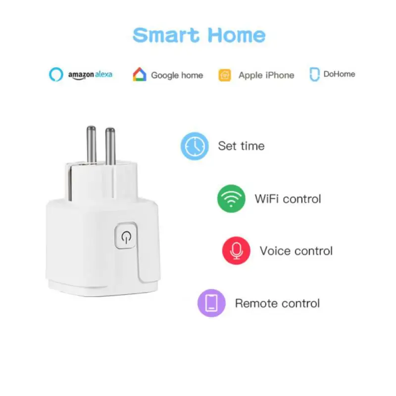 

Tuya 16A/20A EU Smart Socket WiFi Smart Plug With Power Monitoring Timing Function Voice Control Via Alexa Google Home Yandex