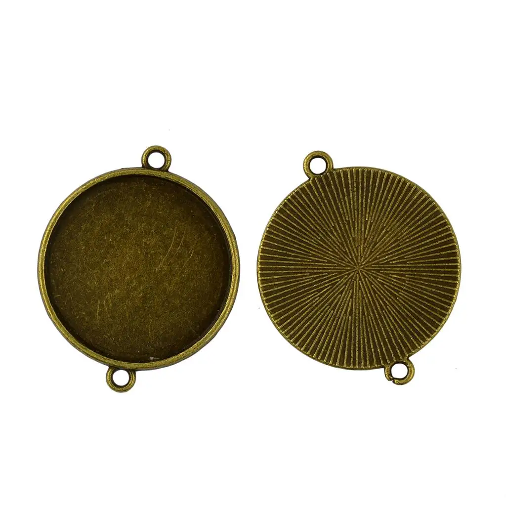 

20Pcs Round Cabochon Bezel Pendants Setting Blank Tray Double Hoops