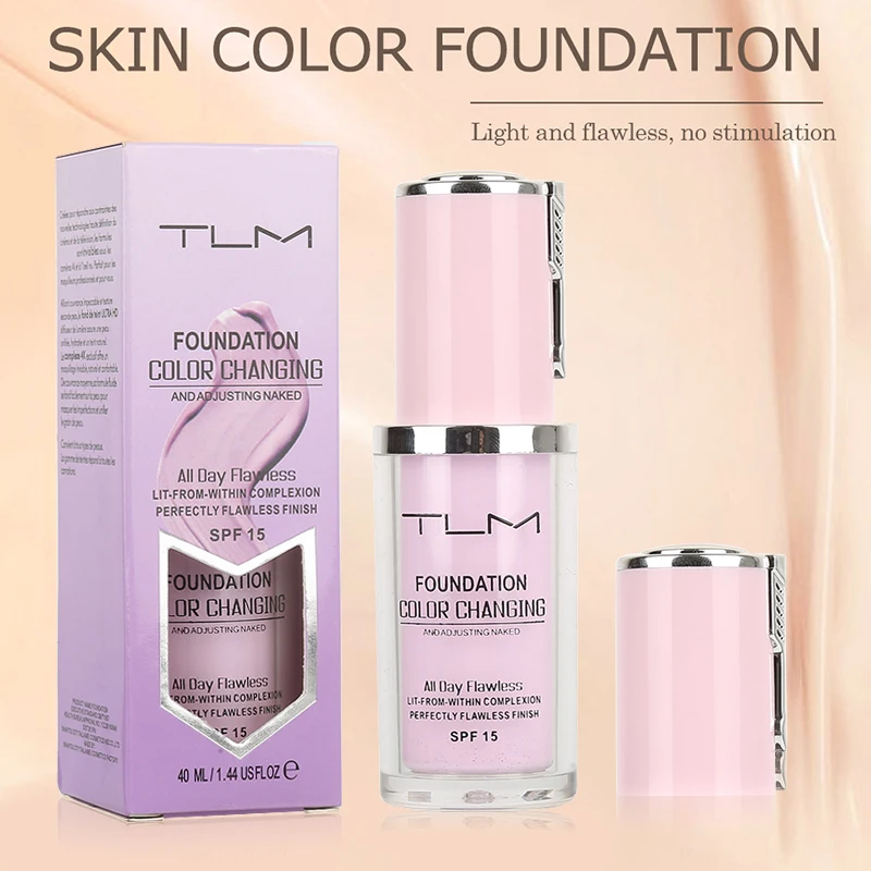 

30ML TLM Color Changing Foundation Makeup Full Coverage Primer Base Sunblock SPF 15 Matte Foundation Natural Brightening TSLM1 M