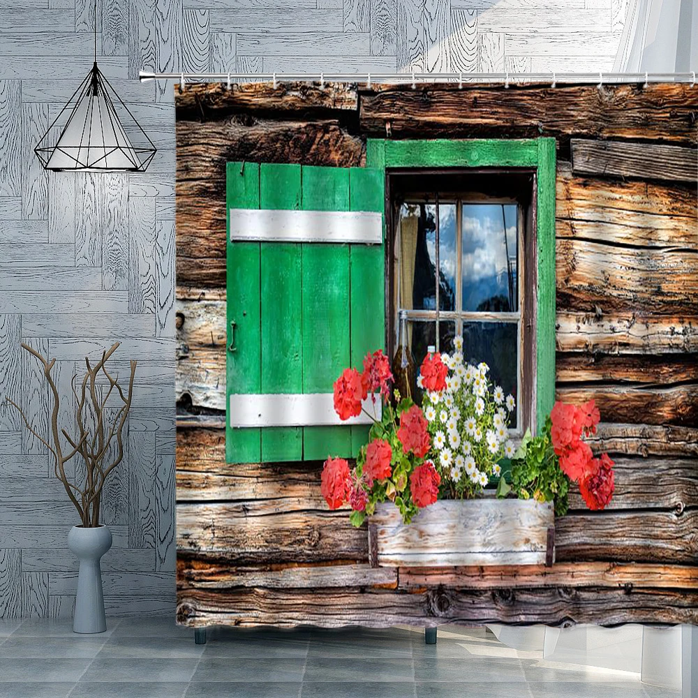 

Европейские занавески в стиле ретро для ванной комнаты, деревянные занавески на окна с цветочным принтом, домашний декор, занавески для ван...