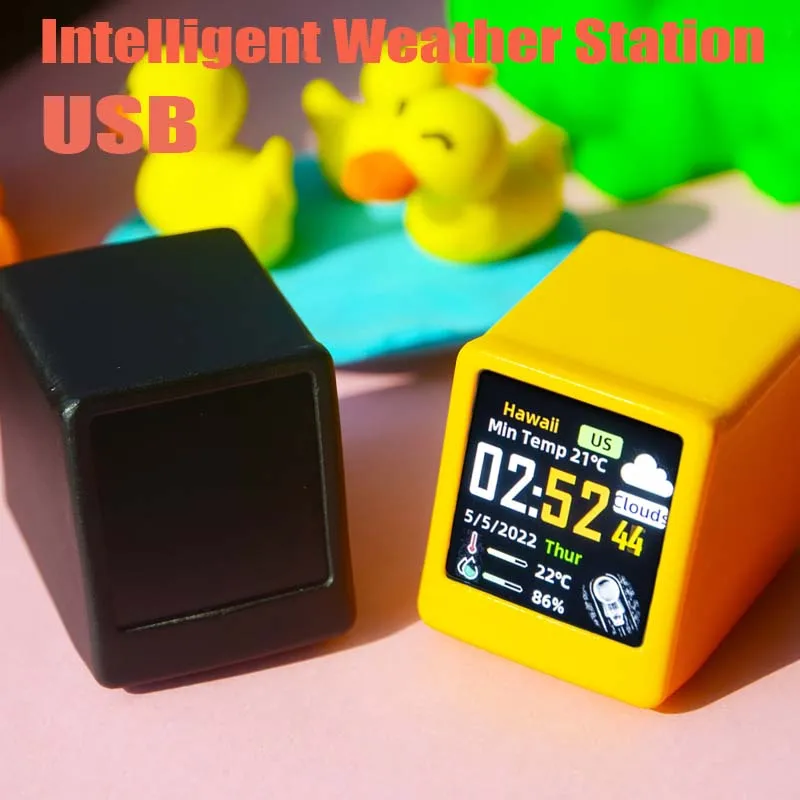 

WIFI Desktop Clock Small TV Temperature Humidity Weather Clock 1.54 inch LCD full-color high-definition Display Animation Clock