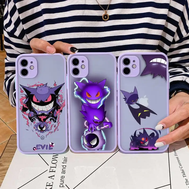 Купи Pokemon Evil Gengar Toys Phone Case For iphone 14 Plus 13 12 11 Pro Max Mini XS X XR Matte Purple Cover за 138 рублей в магазине AliExpress
