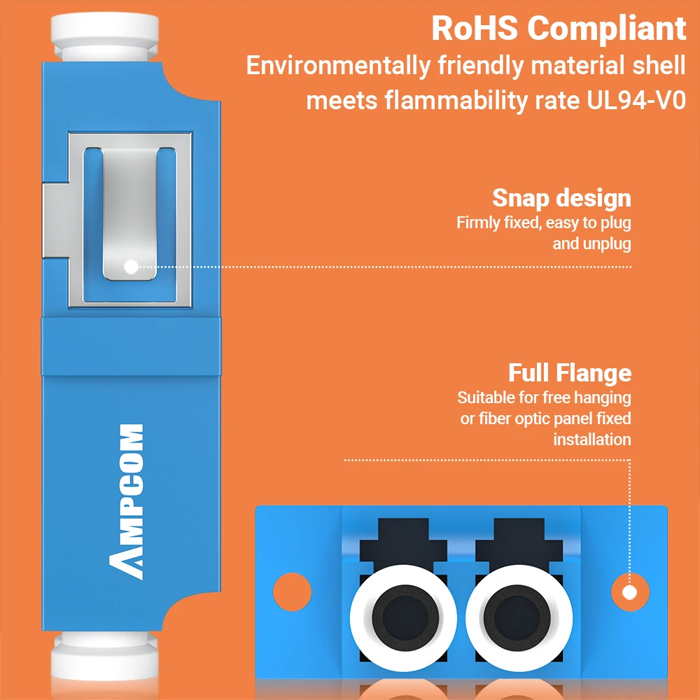 AMPCOM 48pcs LC UPC Fiber Optical Coupler Adapter LC to LC Simplex Duplex Connectors Single mode Multimode Flange Optic Adapter