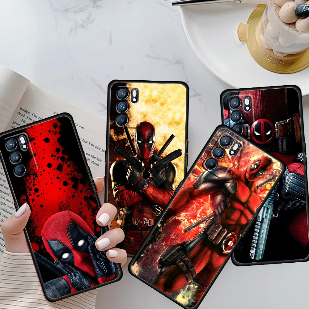 

Avengers Marvel Deadpool Hero For OPPO Reno 6 5 4 3 2 5Z 5F 5K ACE 10 X ZOOM 4G 5G Pro Plus Soft Black Phone Case Shell Cover