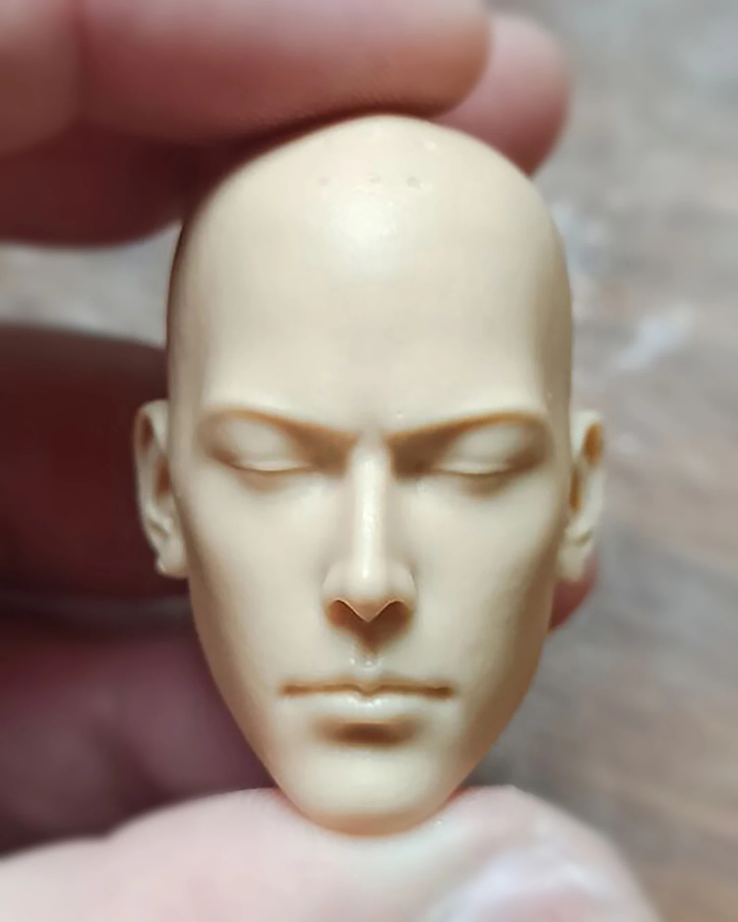

1/6 Bald Unpainted Buddhist Monk Close Eyes Head Carved Model Toys Fit 12'' Male Man Action Figure Body