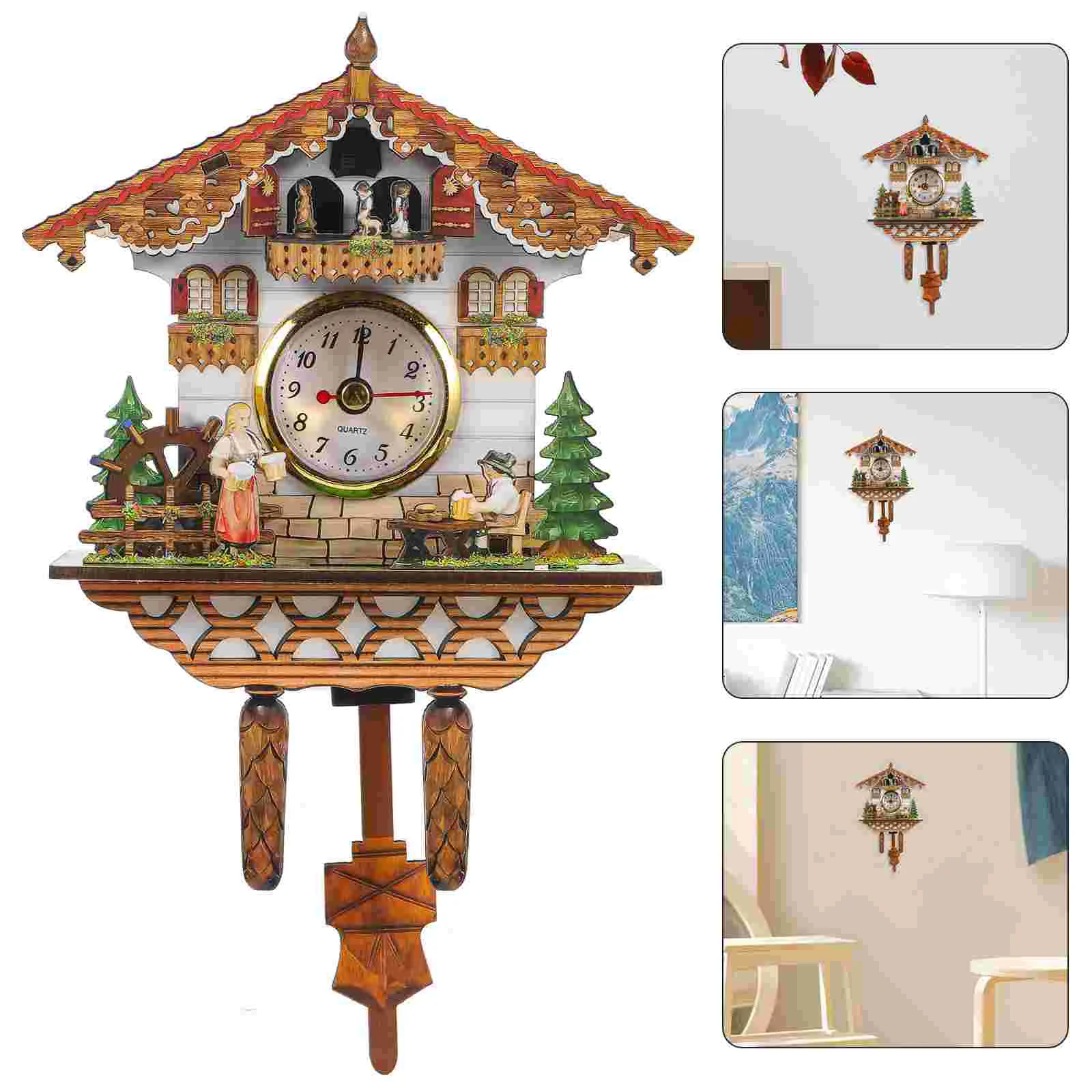 

Cuckoo Clock Decorative Wall Ornament Living Room Retro Hanging Bird House Style Office Bedroom Clocks