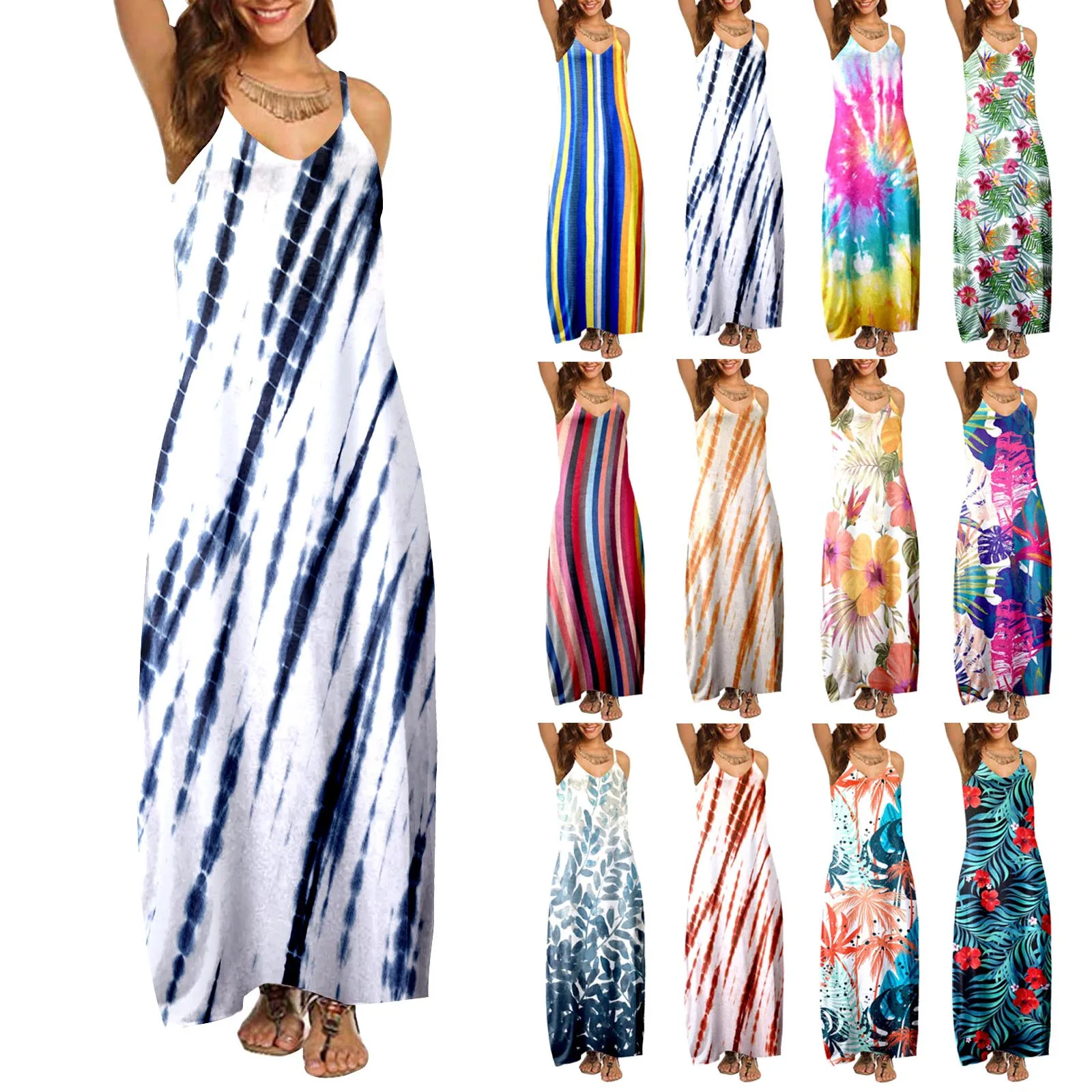 

Женское летнее Повседневное платье с цветочным принтом, богемное платье на бретельках, богемное платье, женские коктейльные платья с цвето...