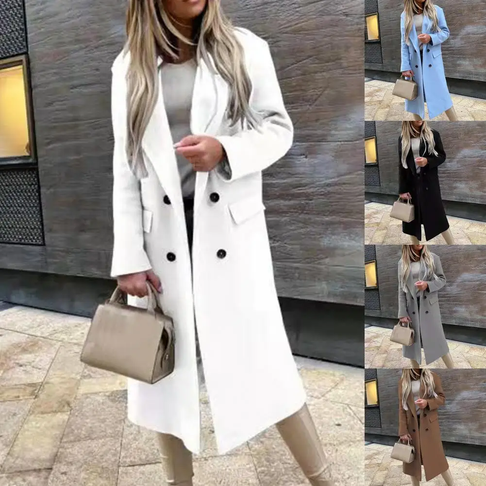 

Casual Women Oversize Coat Suit Collar Coat Solid Color Buttons Warm Overcoat Autumn Winter Winter Overcoat for Gathering