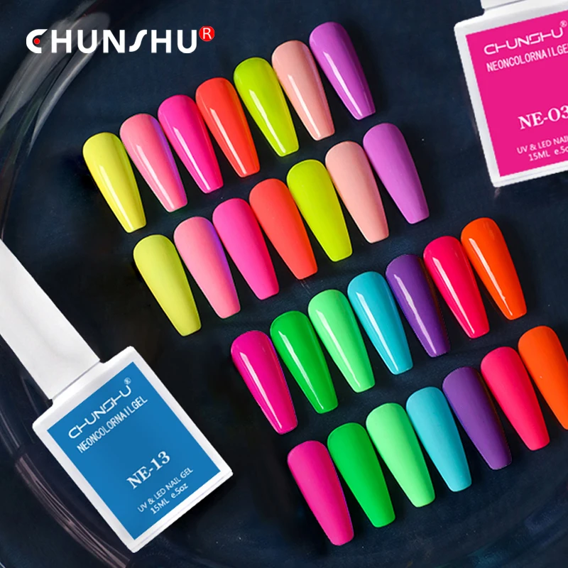 15ml Gel Nail Polish Semi Permanent Neon Color Hybrid Varnishes Nails Art Soak Off UV LED Lacquer For Manicures Long - Цена: 251.4