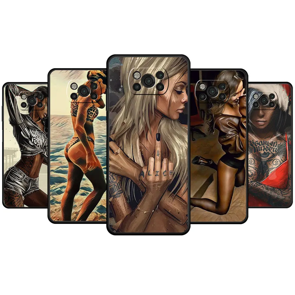 hot sexy sleeve tattoo girl for xiaomi poco f4 gt m4 pro 5g mi 11 lite m3 11t 10t 9t f3 x3 nfc x4 casing style celular case free global shipping