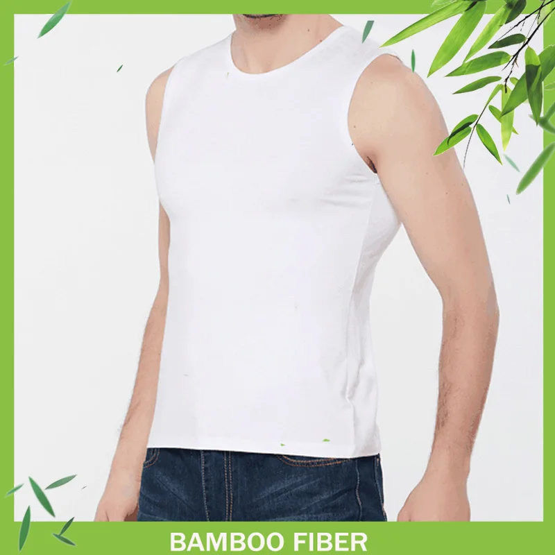 

Men's Ultra Soft 95% Bamboo 5% Spandex Workout Tank Tops Lightweight Cooling Muscle Gym Sleeveless T Shirt Solid White Tees Gray