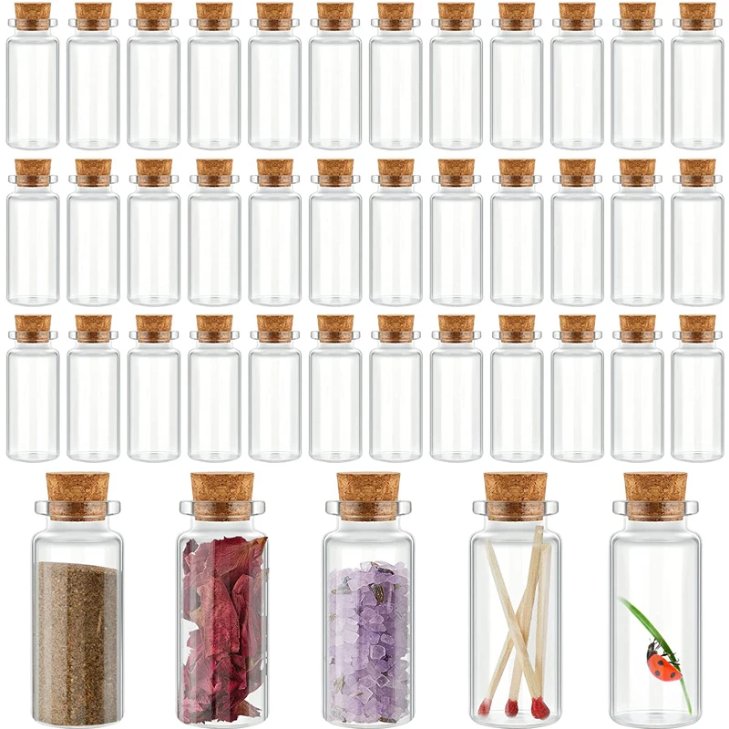 

30Pcs 5ml--30ml Mini Glass Bottles with Cork Stoppers Spell Jars Potion Vials Wish Message Bottles For Favors Gift DIY Crafts