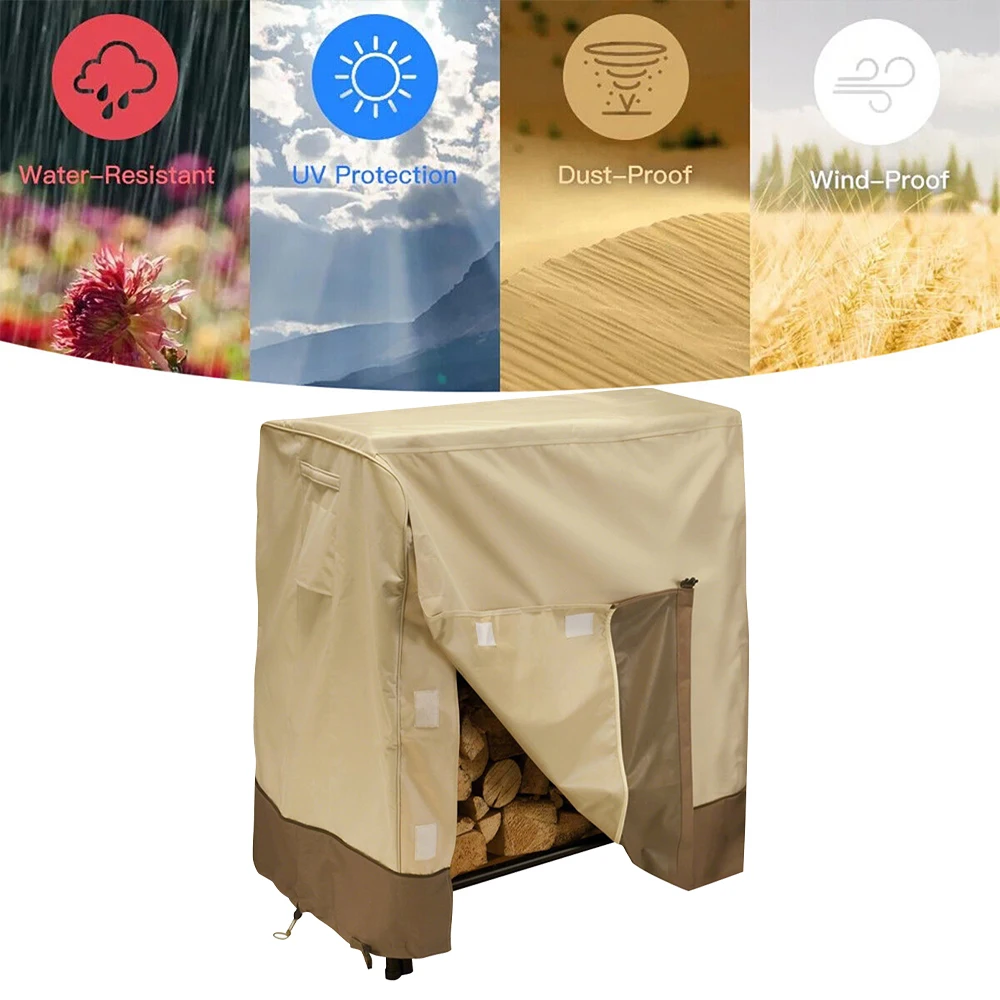 

Waterproof Outdoor Firewood Log Storage Oxford Cloth Firewood Rack Cover Water & Snow Protector 122x61x107cm