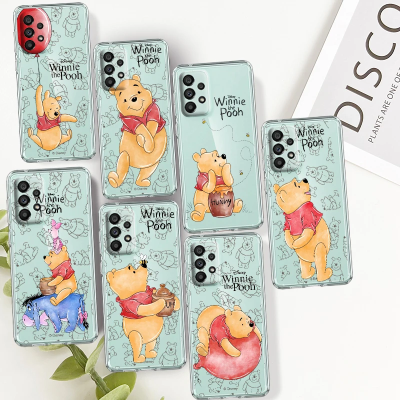

Pooh Bear Cartoon For Samsung A14 A54 A34 A73 A53 A33 A23 A13 A32 A72 A52 A32 A22 A03 Soft Transparent Phone Case Coque Capa