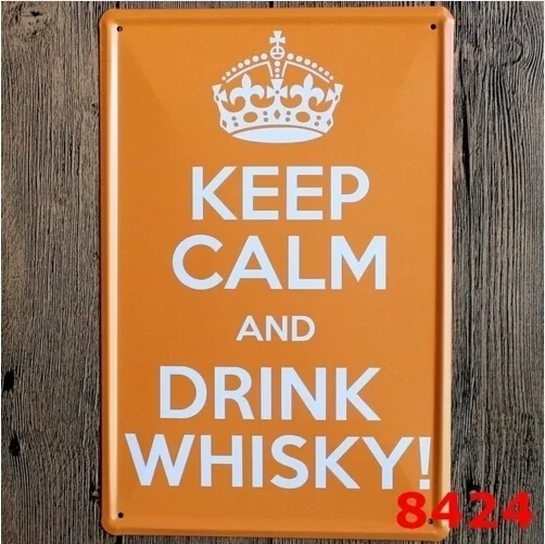 

Мотивирующий знак для виски Keep Calm and Drink, металлический жестяной постер, Настенный декор 20x30 см (посетите наш магазин, больше товаров!)
