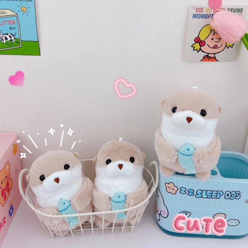 Милые плюшевые брелоки в виде выдры с рыбками легкий подвесной реквизит для