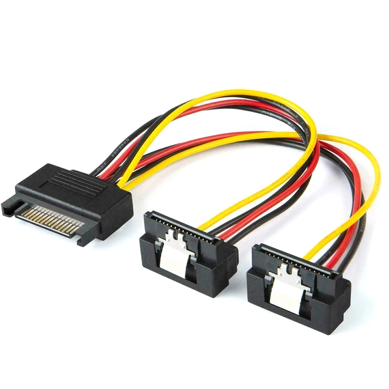 

5-Pack 8-дюймовый/20 см SATA 15-контактный штекер-2 X SATA 15-контактный вниз угловой гнездовой кабель питания