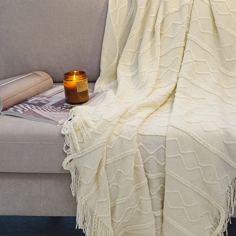 

Nordic ins wind blanket light luxury retro homestay office nap leisure knitted blanket sofa cover towel small blanket