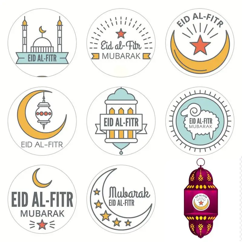 

90pcs Eid Mubarak Packaging Sealing Sticker Candy Bag Gift Box Labels For Kids Birthday Party Eid Al-Fitr Decor Supplies 4x4cm