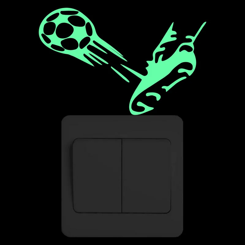 Фото Ball Kick Switch Sticker Glow in the Dark Football Sport Wall Stickers for Kids Rooms Children Bedroom DIY Decoration Home Decor №1